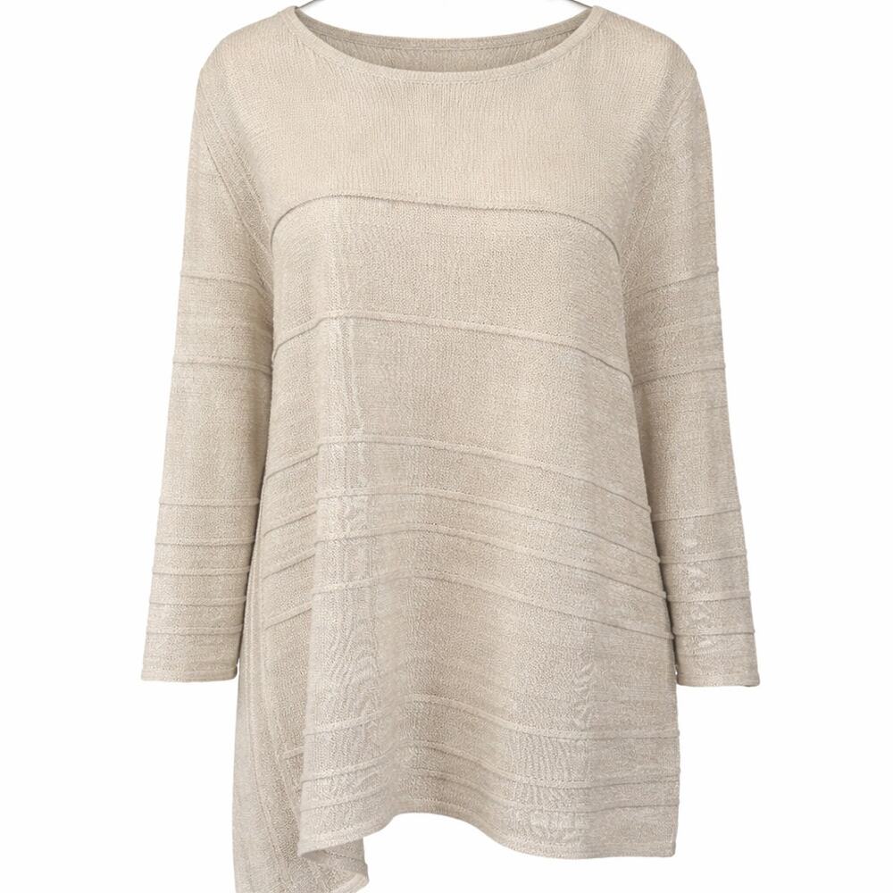 Chico’s Cream and Gold Shimmer Angled Tunic XL